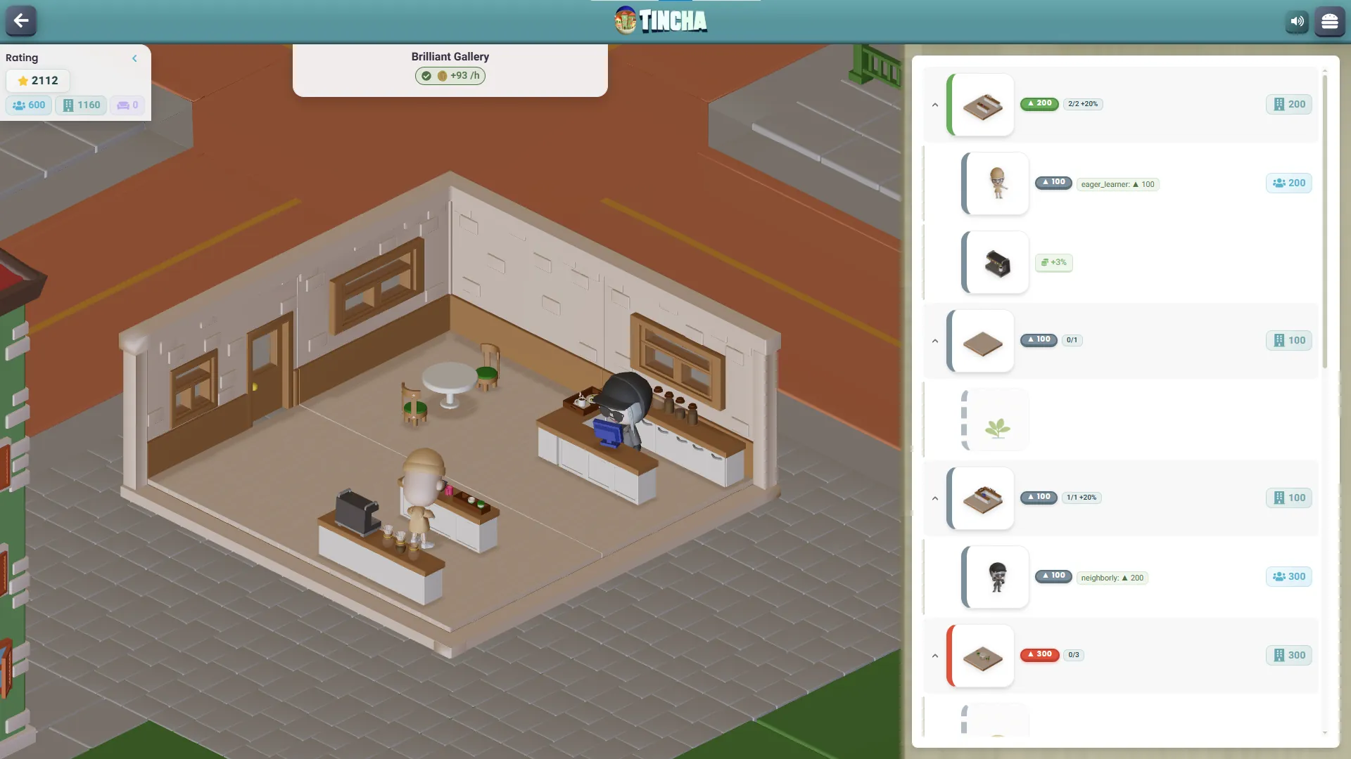 Shop management game interior in Tincha