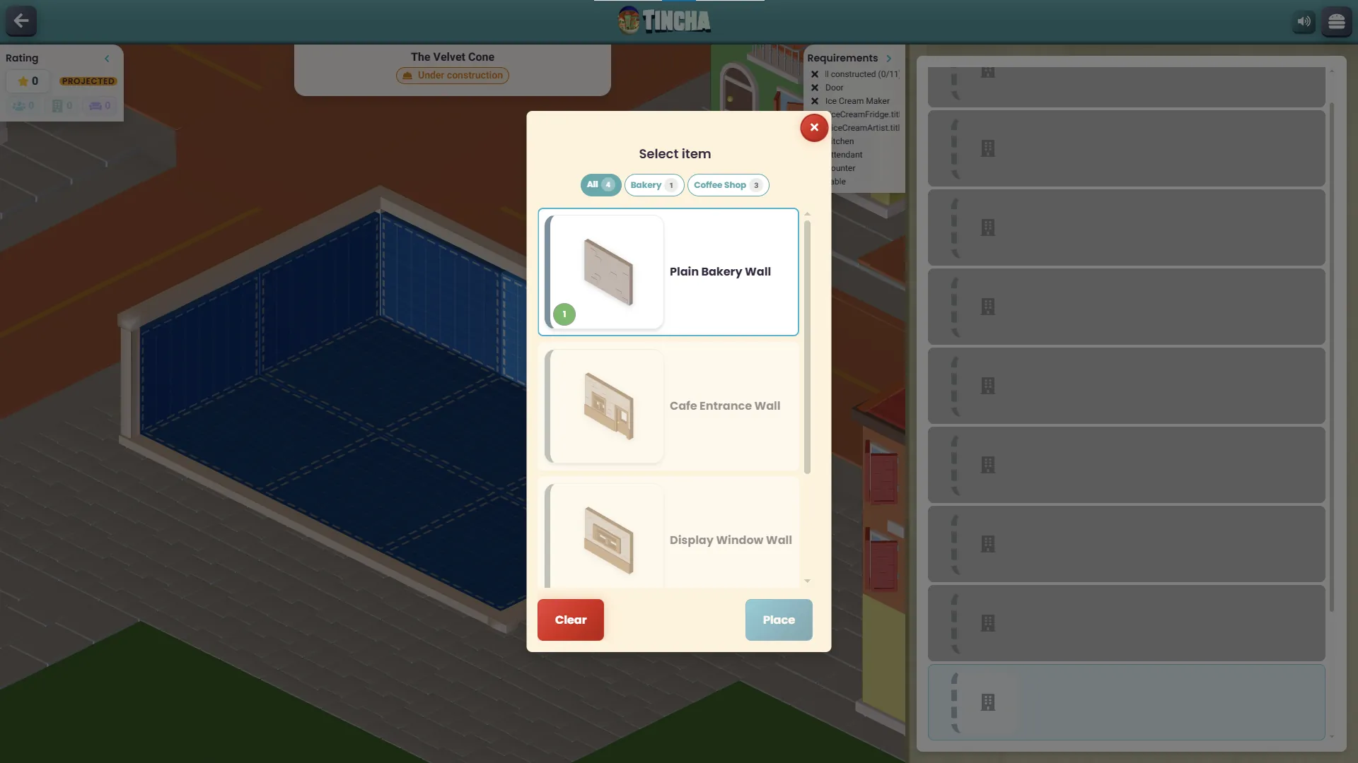 Choosing which wall to place while building a store